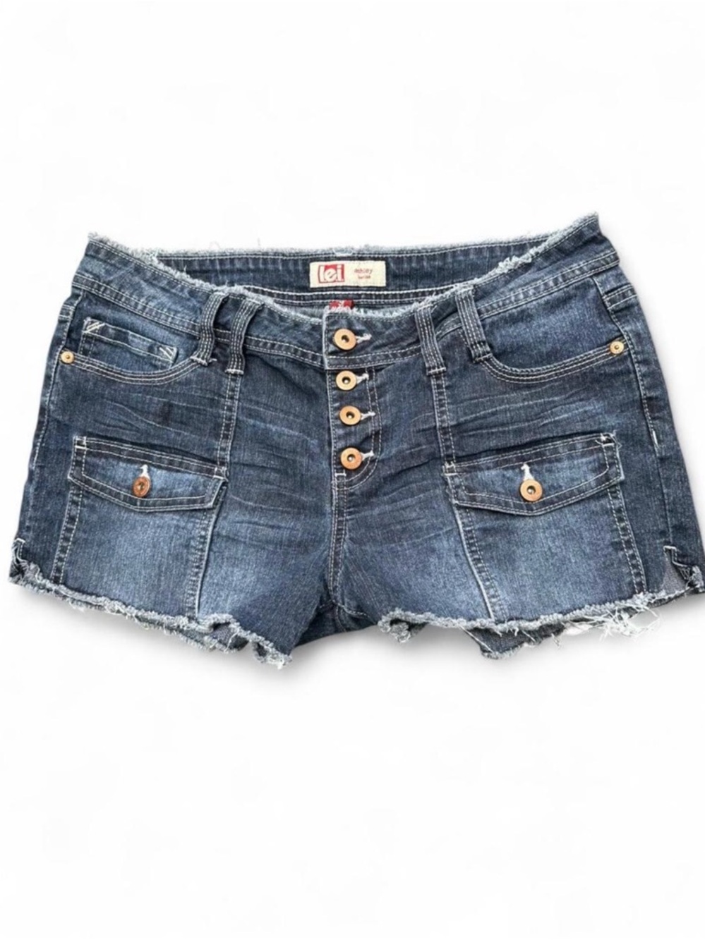 Y2K low rise frayed denim shorts grunge indie sleaze micro shorts 2000s Vtg 9